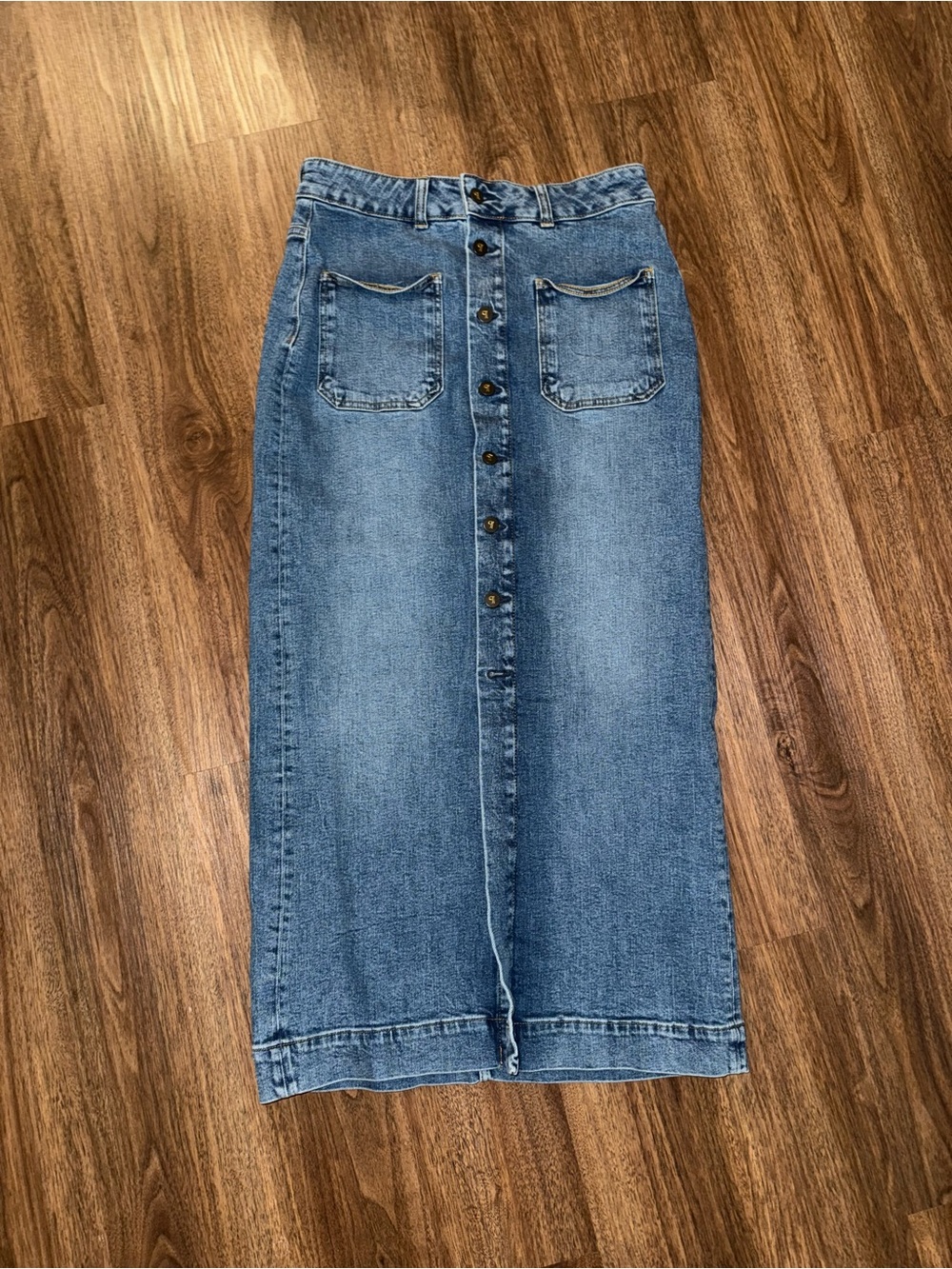 Pilcro Button-Front Denim Maxi Skirt - Light Blue US 10 New without tags